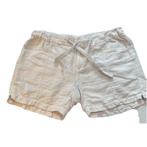 Columbia Women's White Linen Blend Shorts Elastic Waist Drawstring SMALL ‎ 5.5"